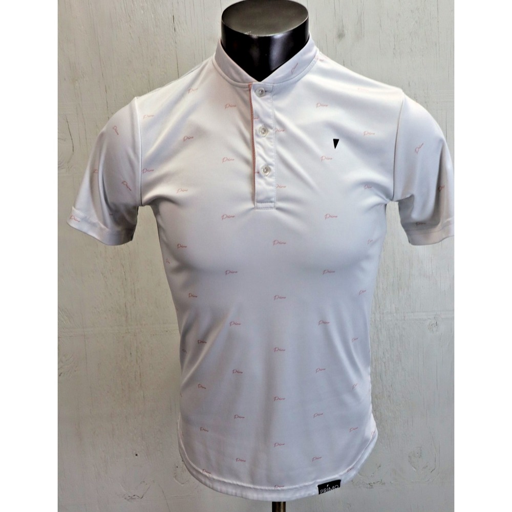 Mens Primo Golf Shirt Size Small S All Over Print Band Blade Collar Short Sleeve